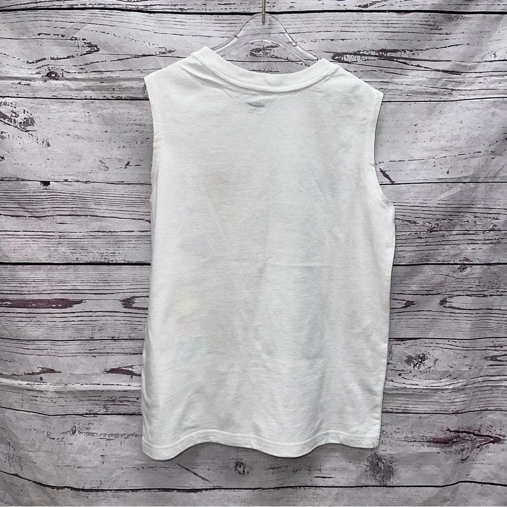 Old Navy White Graphic Kids Tank Top Size Large 10-12